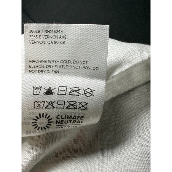 Reformation Aracini White Linen Puff Sleeve Smocked Zipper Back Top Size 6 - Picture 12 of 12